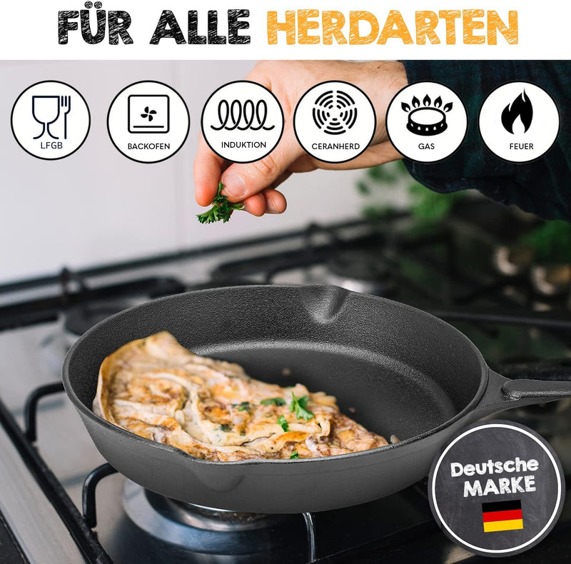 Laad de afbeelding in de galerijviewer, Gusseisen-Grillpfanne, pre-seasoned und mit 360-Grad-Hitzeverteilung aus dem Zubehör-Bundle
