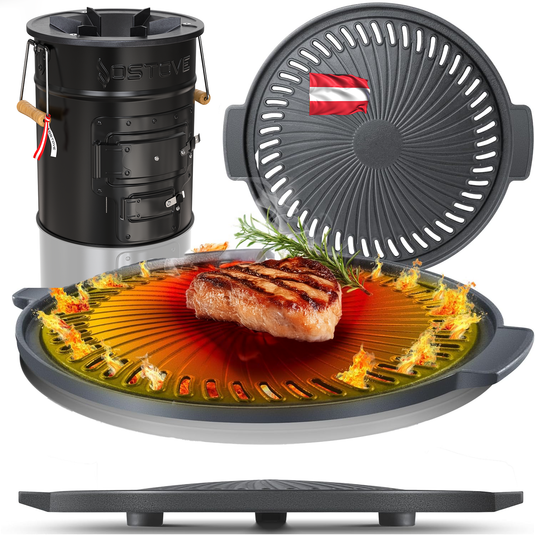 Grillplatte passgenau - Ø 32 cm Gusseisen -  emailliert