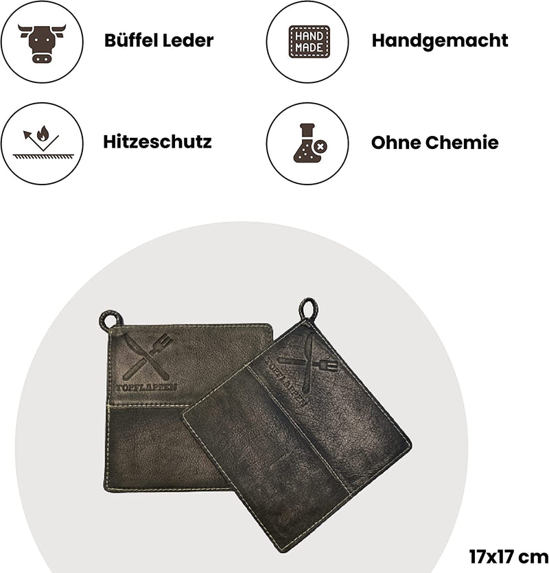 Laden Sie das Bild in Galerie -Viewer, TOPFLAPPEN Echtleder - Antik - Doppelpackung

